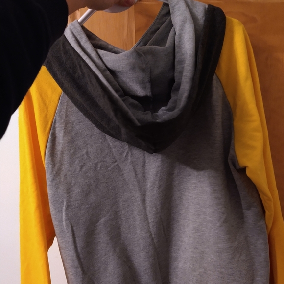 Gray/ Dk. Gray/ yellow side zip hoodie - Picture 2 of 3